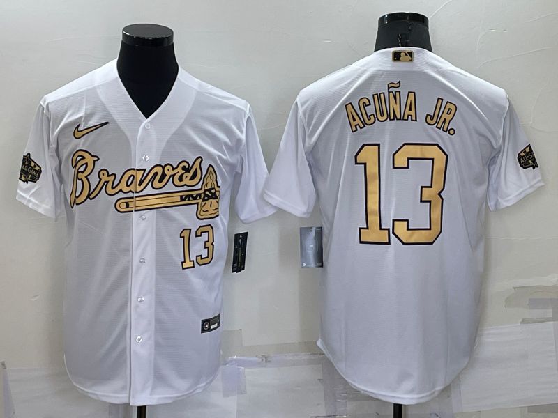 Men Atlanta Braves #13 Acuna jr White 2022 All Star Nike MLB Jerseys